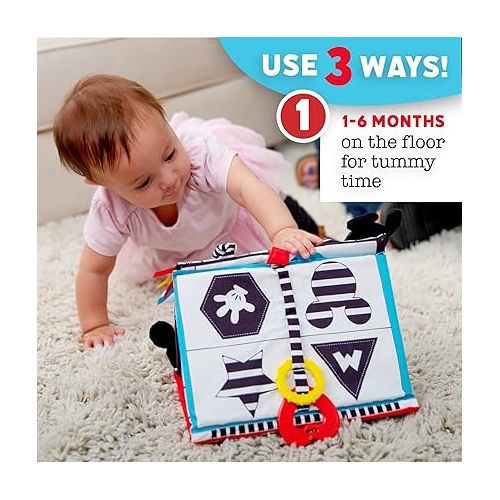  KIDS PREFERRED Disney Baby Mickey & Minnie Mouse Black and White High Contrast Grow with Me Mirror for Tummy Time and On The Go Fun, Multicolored