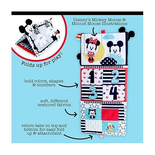  KIDS PREFERRED Disney Baby Mickey & Minnie Mouse Black and White High Contrast Grow with Me Mirror for Tummy Time and On The Go Fun, Multicolored