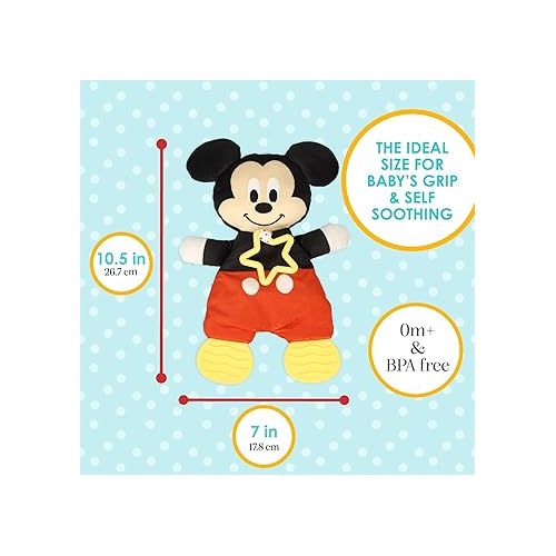  Kids Preferred Disney Baby Mickey Mouse Plush and Sensory Crinkle Teether Toys for Newborn Baby Boys and Girls 10 inches