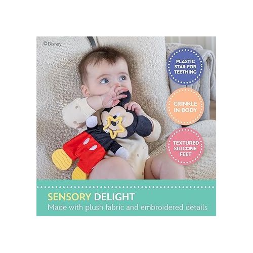  Kids Preferred Disney Baby Mickey Mouse Plush and Sensory Crinkle Teether Toys for Newborn Baby Boys and Girls 10 inches