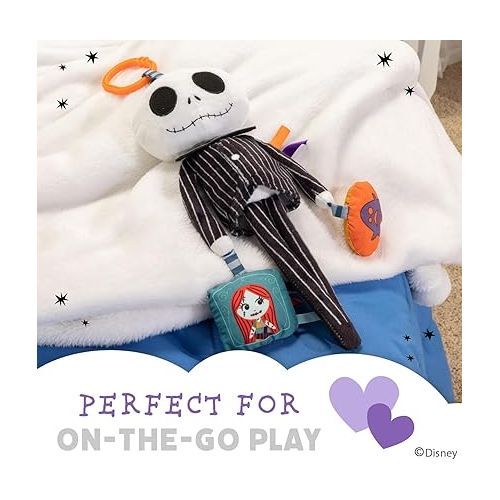  KIDS PREFERRED Disney Baby Nightmare Before Christmas Jack Skellington On The Go Activity Toy with Teether, On The Go Clip, Bell Chime, and Pull Through Arms