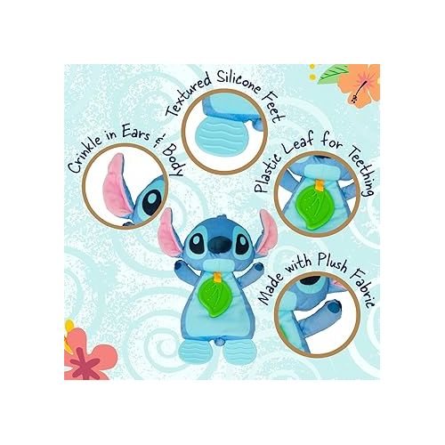  Kids Preferred Disney Baby's Lilo and Stitch - Stitch Plush and Sensory Crinkle Teether Toys for Newborn Baby Boys and Girls 10 inches