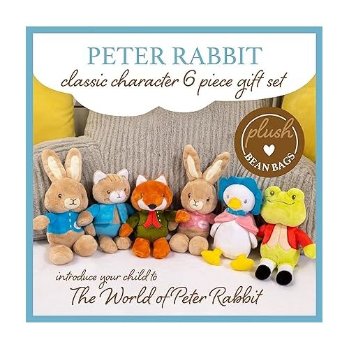  KIDS PREFERRED Peter Rabbit Classic Stuffed Animal Characters 6 Piece Gift Set 9 Inch Plush Toys for Infants Babies and Kids Based on The Beatrix Potter Books