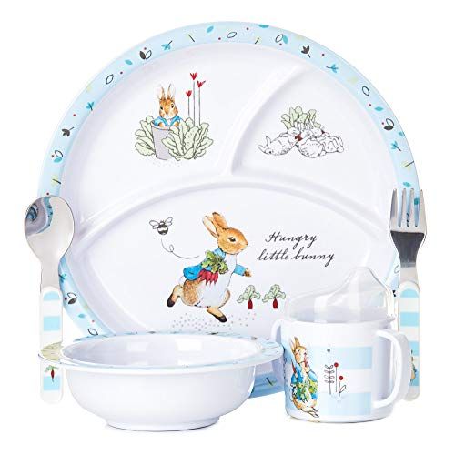  [아마존베스트]KIDS PREFERRED Beatrix Potter Peter Rabbit 5 Piece Melamine Dinnerware Set