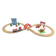 KIDS PREFERRED Ryans World 35 Piece Fire Rescue Figure 8 Wooden Toy Train Set