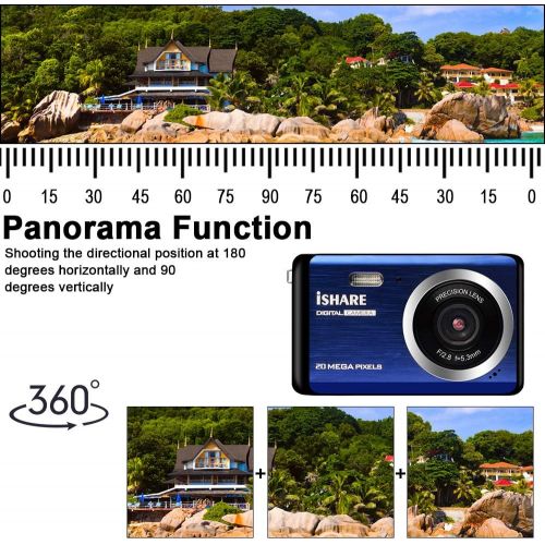  KIDSCAM Compact Digital Camera for Photography, Rechargeable 20MP Point and Shoot Camera with 2.8 LCD 8X Digital Zoom for Kids Teens Elders（Blue）