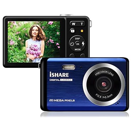  [아마존베스트]Compact Digital Camera, Rechargeable 20MP Kids Camera with 2.8 LCD 8X Digital Zoom for Adult Seniors Elders（Blue）