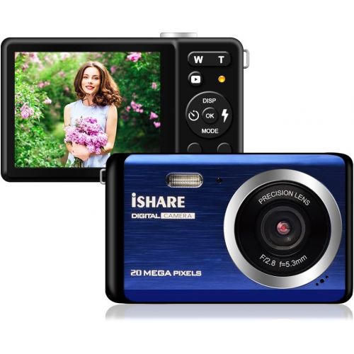  [아마존베스트]Compact Digital Camera, Rechargeable 20MP Kids Camera with 2.8 LCD 8X Digital Zoom for Adult Seniors Elders（Blue）