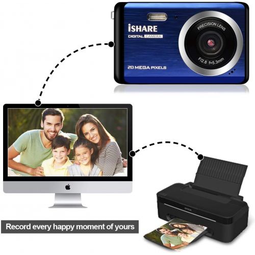  [아마존베스트]Compact Digital Camera, Rechargeable 20MP Kids Camera with 2.8 LCD 8X Digital Zoom for Adult Seniors Elders（Blue）