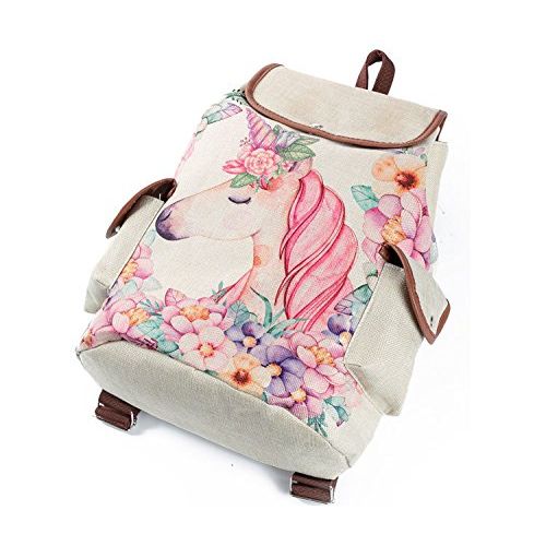  KIDVOVOU Canvas Cartoon Print School Backpack Women Embroidery Book Bags Daypack