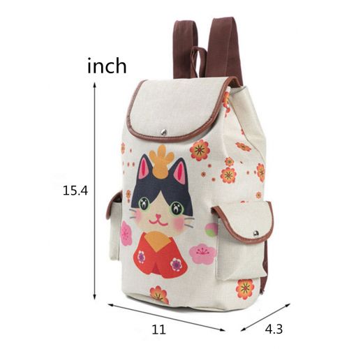  KIDVOVOU Canvas Cartoon Print School Backpack Women Embroidery Book Bags Daypack