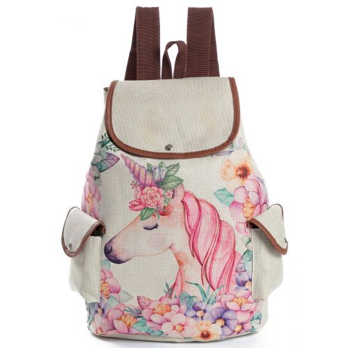  KIDVOVOU Canvas Cartoon Print School Backpack Women Embroidery Book Bags Daypack