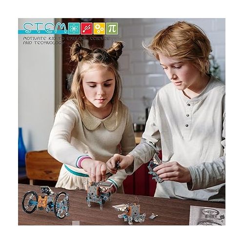  14-in-1 Solar Robot Kit, Educational STEM Science Toy, DIY Solar Power Building Kit, Gift for Kids Boys Girls 8 9 10 11 12 Years Old