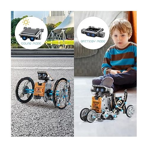  14-in-1 Solar Robot Kit, Educational STEM Science Toy, DIY Solar Power Building Kit, Gift for Kids Boys Girls 8 9 10 11 12 Years Old