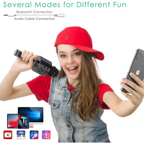  [아마존베스트]KIDWILL Wireless Bluetooth Karaoke Microphone, 5-in-1 Portable Handheld Karaoke Mic Speaker Player Recorder with Adjustable Remix FM Radio for Kids Adults Birthday Party KTV Christ