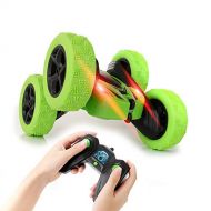 KIDWILL Remote Control Car, 4WD 2.4 Ghz High Speed Electric RC Stunt Car, 360° Double-Side Spinning & Tumbling, LED Headlight, Kids Toy Car for Boys and Girls (Green)