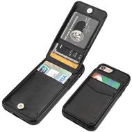 [아마존베스트]KIHUWEY iPhone 7 iPhone 8 iPhone SE 2020 Case Wallet with Credit Card Holder, Premium Leather Magnetic Clasp Kickstand Heavy Duty Protective Cover for iPhone 7/8/SE 4.7 Inch(Black)