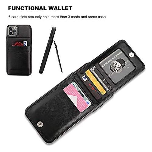  [아마존베스트]KIHUWEY iPhone 11 Pro Max Case Wallet with Credit Card Holder, Premium Leather Magnetic Clasp Kickstand Heavy Duty Protective Cover for 11 Pro Max 6.5 Inch(Black)