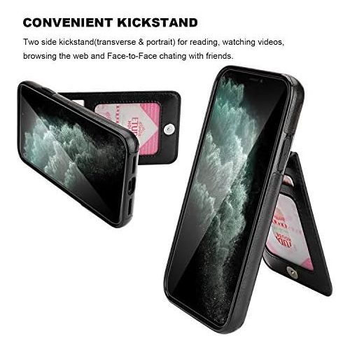  [아마존베스트]KIHUWEY iPhone 11 Pro Max Case Wallet with Credit Card Holder, Premium Leather Magnetic Clasp Kickstand Heavy Duty Protective Cover for 11 Pro Max 6.5 Inch(Black)