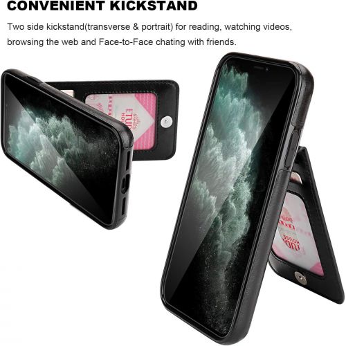  [아마존베스트]KIHUWEY iPhone 11 Pro Max Case Wallet with Credit Card Holder, Premium Leather Magnetic Clasp Kickstand Heavy Duty Protective Cover for 11 Pro Max 6.5 Inch(Black)