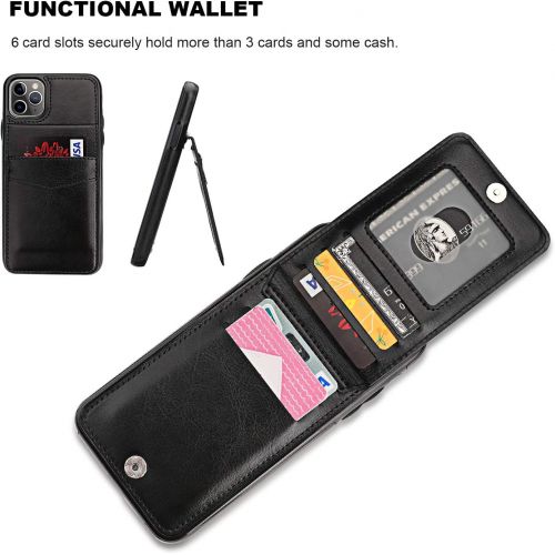  [아마존베스트]KIHUWEY iPhone 11 Pro Max Case Wallet with Credit Card Holder, Premium Leather Magnetic Clasp Kickstand Heavy Duty Protective Cover for 11 Pro Max 6.5 Inch(Black)