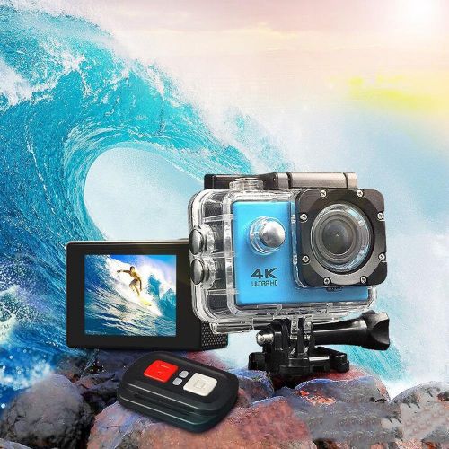  KIKIYA 4K 16MP Wifi Ultra HD Action Kamera Wasserdicht Sport Cam Fernbedienung 98ft Unterwasser 20 Zubehoer fuer Skifahren, Schnorcheln, Schwimmen und Radfahren