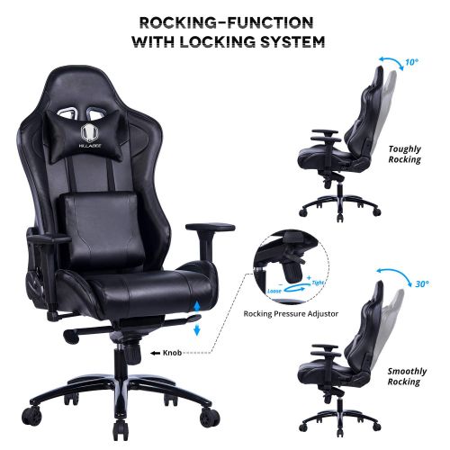  KILLABEE Big and Tall Gaming Chair with Metal Base - Ergonomic Leather Racing Computer Chair High-Back Office Desk Chair with Adjustable Memory Foam Lumbar Support and Headrest, Bl