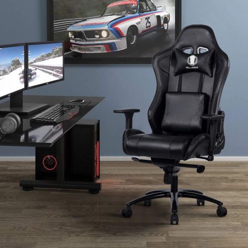  KILLABEE Big and Tall Gaming Chair with Metal Base - Ergonomic Leather Racing Computer Chair High-Back Office Desk Chair with Adjustable Memory Foam Lumbar Support and Headrest, Bl