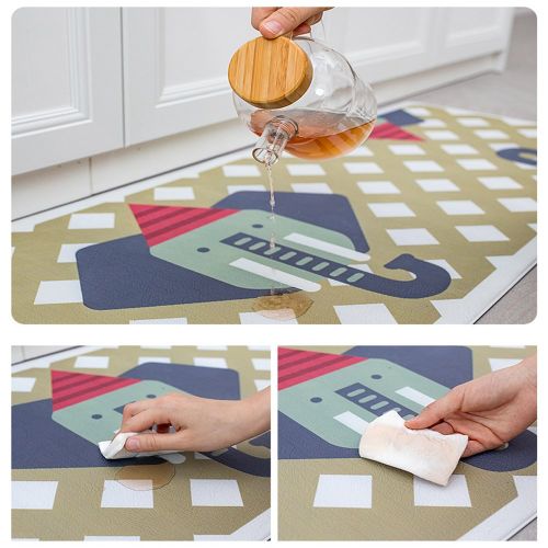  Kitchen Mat Set, KIMODE 2 Piece Waterproof Kitchen Rugs Cushioned Chef Soft Non-Slip Rubber Back Floor Mats Washable Oil Proof Doormat Bathroom Runner Area Rug Carpet (18 x 29+18 x