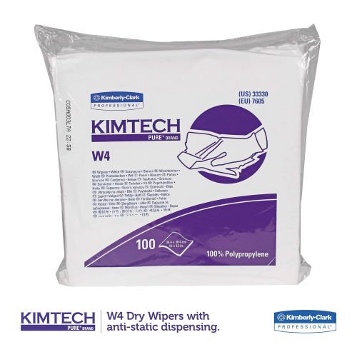  KIMTECH Kimtech 33330 W4 Critical Task Wipers, Flat Double Bag, 12x12, White, 100 per Pack (Case of 5 Packs)