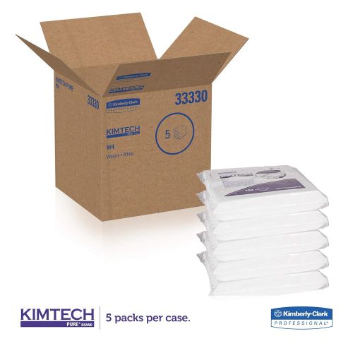  KIMTECH Kimtech 33330 W4 Critical Task Wipers, Flat Double Bag, 12x12, White, 100 per Pack (Case of 5 Packs)