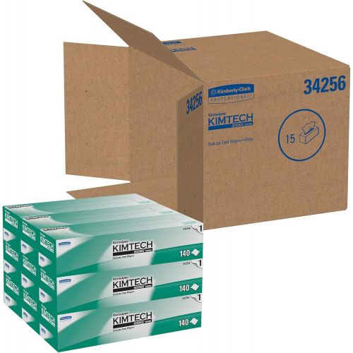  KIMTECH Kimtech 34256CT Kimwipes Delicate Task Wipers, 1-Ply, 14 710 x 16 35, 140 per Box (Case of 15 Boxes)