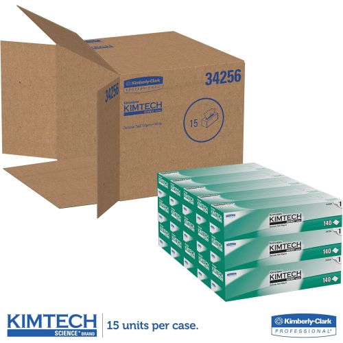  KIMTECH Kimtech 34256CT Kimwipes Delicate Task Wipers, 1-Ply, 14 710 x 16 35, 140 per Box (Case of 15 Boxes)