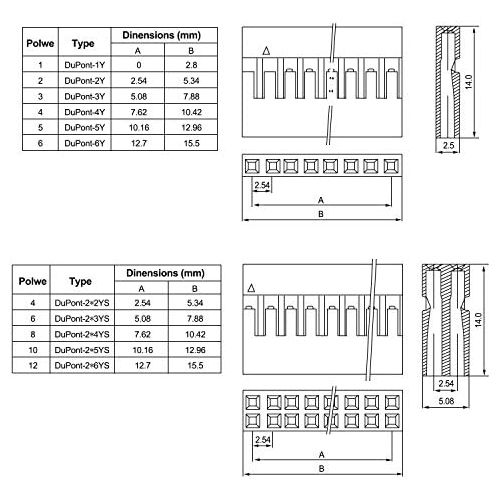  Besuchen Sie den KINCREA-Store KINCREA 2.54mm Male Female Dupont Wire Jumper with Pin Header Connector Housing Kit - 620pcs JA001