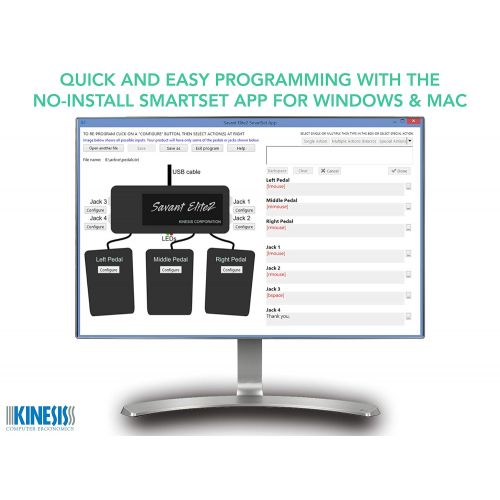  KINESIS Kinesis Savant Elite2 Programmable Triple Foot Pedal (FP30AJ- with Extra 4th Jack)