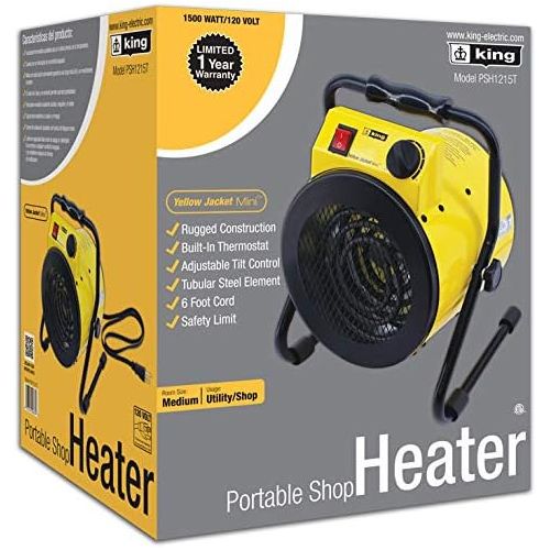  King Electric PSH1215T Portable Shop Heater with Thermostat, Yellow