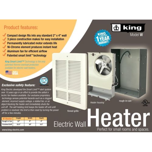  King Electric W2420-W W Wall Heater, 240-Volt, White