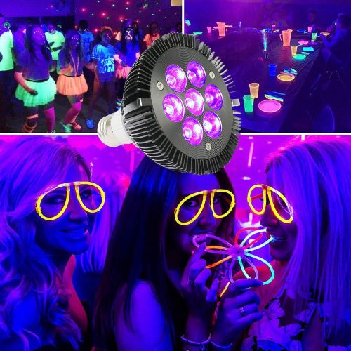  Black Lights Bulb, KINGBO 36W LED UV Light E26 PAR38 Glow in the Dark, 395nm LEDs Super Bright UV Bulb for Blacklight Party, Stage Lighting, DJ Dance Party, Birthday, Wedding, Holi