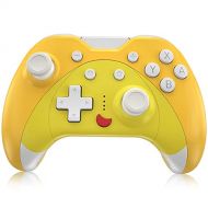 KINGEAR Gifts for Women Men Cat Controller for Nintendo Switch, Gifts for Girls Kawaii Accessories for Animal Crossing, Wireless Game Controllers with Six Gyro Axis, Yellow Cute Co