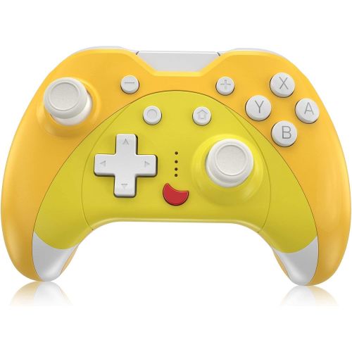  KINGEAR Gifts for Women Men Cat Controller for Nintendo Switch, Gifts for Girls Kawaii Accessories for Animal Crossing, Wireless Game Controllers with Six Gyro Axis, Yellow Cute Co