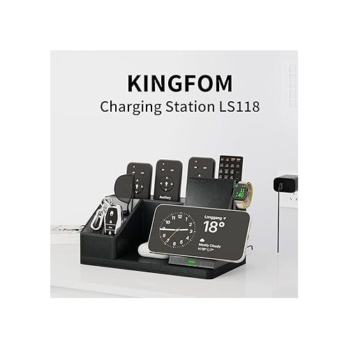  Kingfom Charging Station for Multiple Devices Apple,Apple Watch Charger Stand,iPhone Charging Station,3 in 1 Charging Station Apple,Desk Charging Station,Desk Organizer with Phone Charger