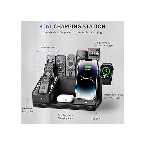  Kingfom Charging Station for Multiple Devices Apple,Apple Watch Charger Stand,iPhone Charging Station,3 in 1 Charging Station Apple,Desk Charging Station,Desk Organizer with Phone Charger