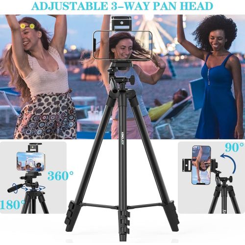  KINGJOY 60 Camera Phone Tripod Stand Compatible with Canon Nikon DSLR with Universal Tablet Phone Holder Carry Bag Max Load 6.6LB
