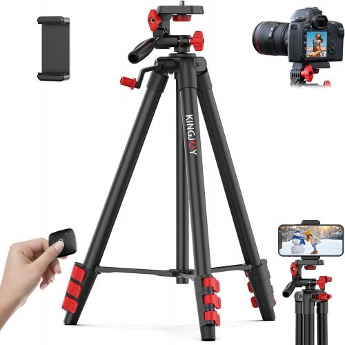  KINGJOY 53 Camera Phone Tripod Stand for Canon Nikon DSLR with Universal Phone Adapter Remote Shutter and Carry Bag Max Load 6.6 lb