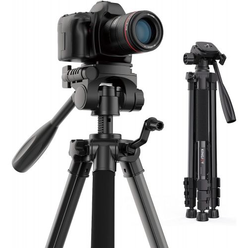  KINGJOY 60” Camera Tripod with Carry Bag, Lightweight Travel Aluminum Professional Tripod Stand (5kg/11lb Load) for Canon Nikon Sony DSLR SLR Cameras
