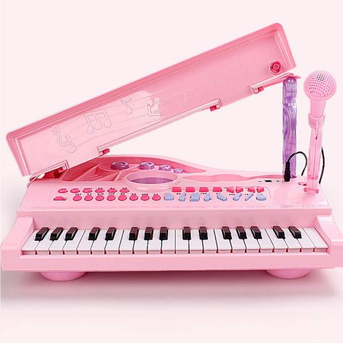  KINGLING-piano Piano Childrens Keyboard Girl Toy Beginner Charging With Microphone (Color : Pink)