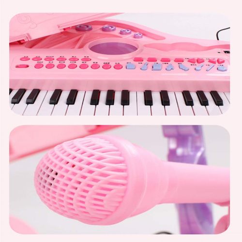  KINGLING-piano Piano Childrens Keyboard Girl Toy Beginner Charging With Microphone (Color : Pink)