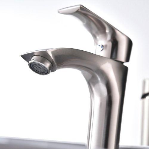  KINGO HOME Contemporary Single Handle Tall Vessel Sink Brushed Nickel Vanity Bathroom Faucet, Basin Mixer Tap