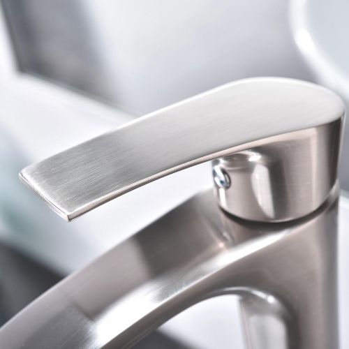  KINGO HOME Contemporary Single Handle Tall Vessel Sink Brushed Nickel Vanity Bathroom Faucet, Basin Mixer Tap