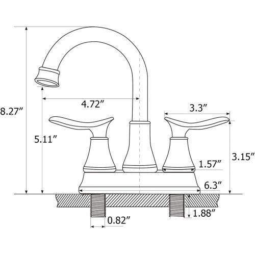  KINGO HOME Contemporary Lavatory Vanity 2 Handles 2 Holes Brushed Nickel Bathroom Faucet, Bathroom Sink Faucet with Water Supply Lines & Pop Up Drain